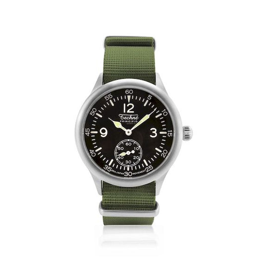 39.5 mm Field Quarzuhr mit olivgrünem Nylonarmband
