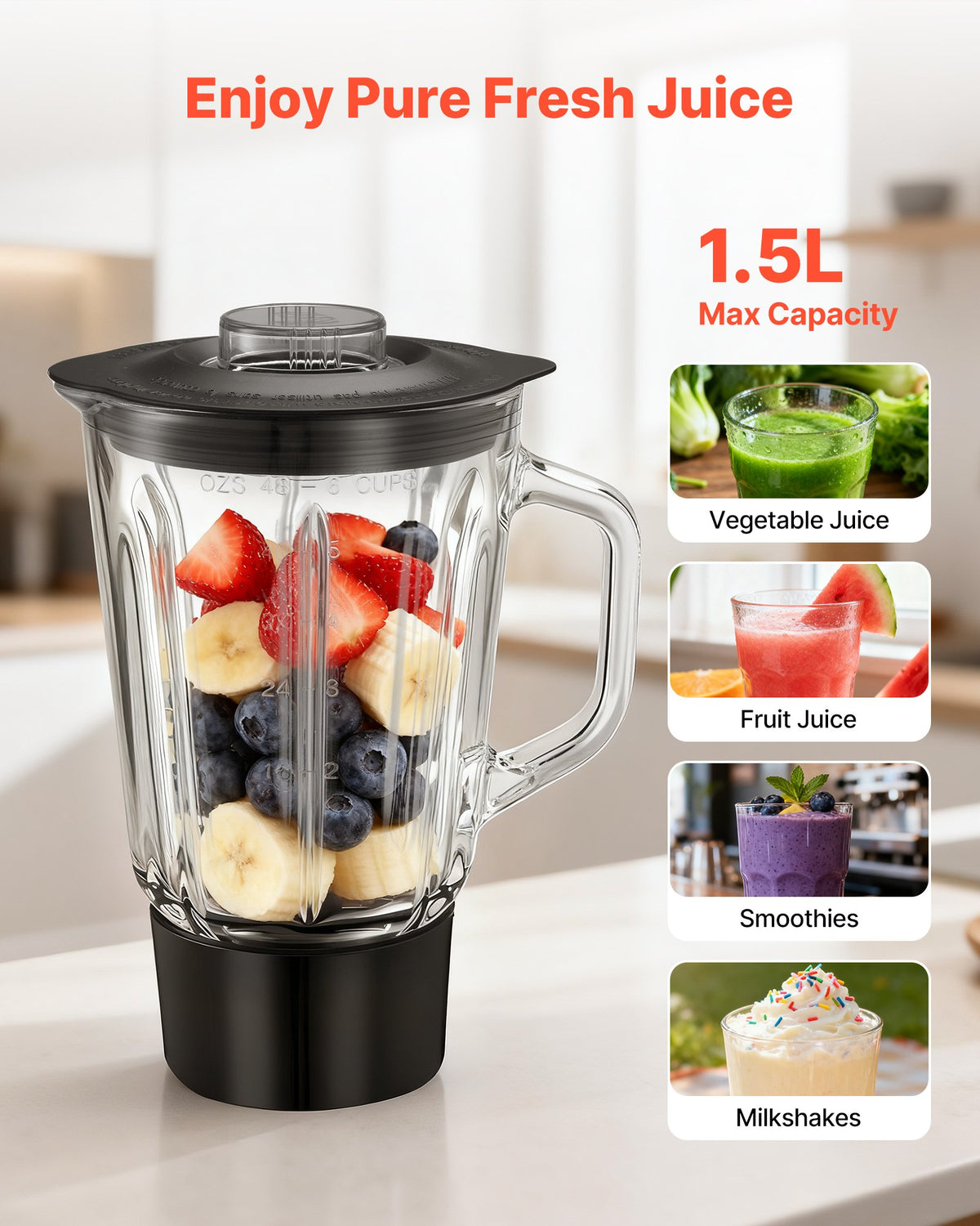Standmixer, 7,8 L elektrische Küchenmaschine, 1500W Teigkneter, 6+P - NovaDom