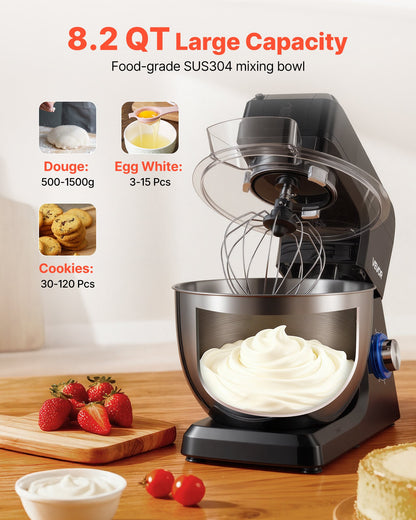Standmixer, 7,8 L elektrische Küchenmaschine, 1500W Teigkneter, 6+P - NovaDom