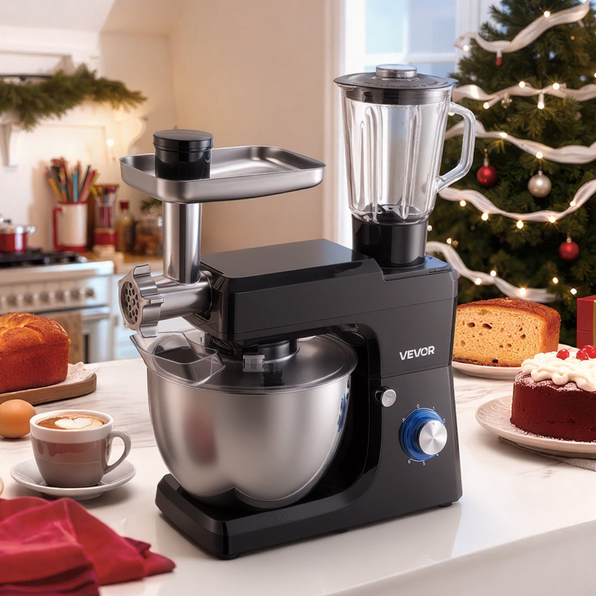 Standmixer, 7,8 L elektrische Küchenmaschine, 1500W Teigkneter, 6+P - NovaDom