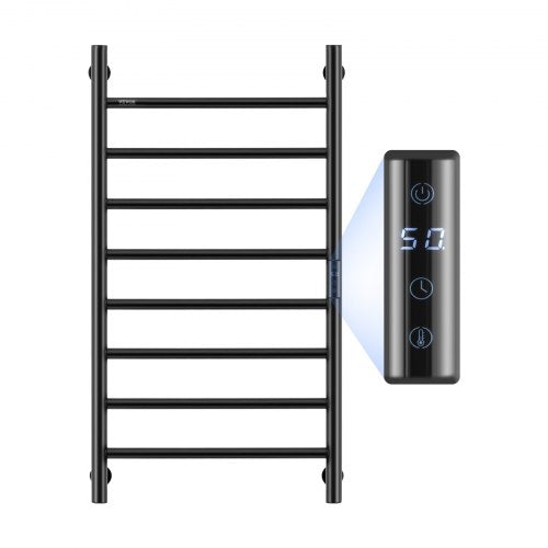 8-Bar Heated Towel Warmer for Wall Mounting