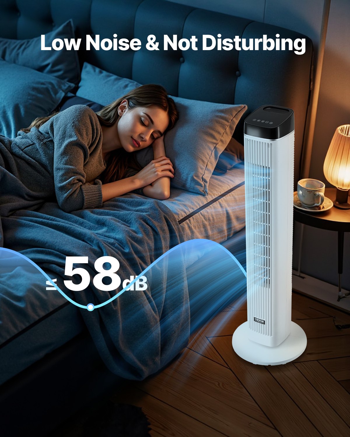 Turmventilator, leiser Standventilator mit 22 ft/s Luftgeschwindigkeit und 70° Oszillation